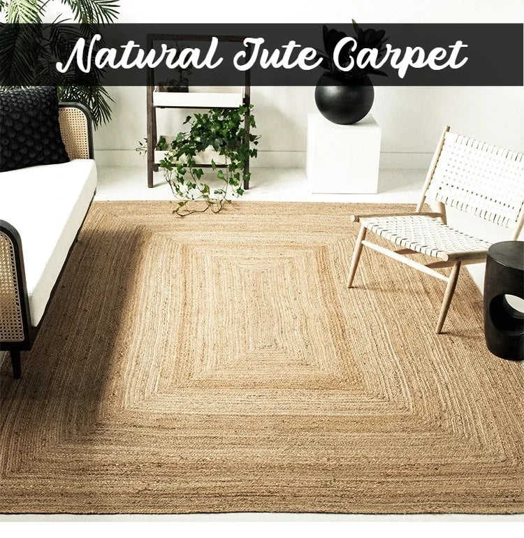 Hand-Woven Patterned Jute Area Rug