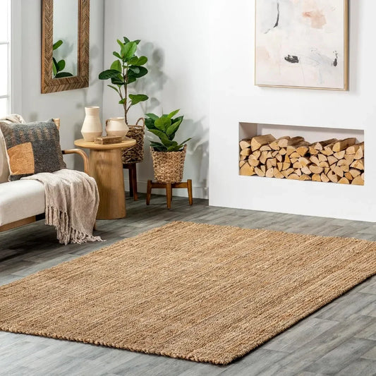 Solid Farmhouse Jute Area Rug