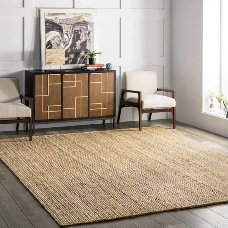 Hand-Woven Patterned Jute Area Rug