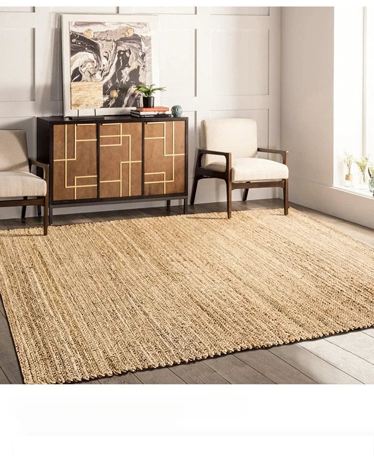 Hand-Woven Patterned Jute Area Rug