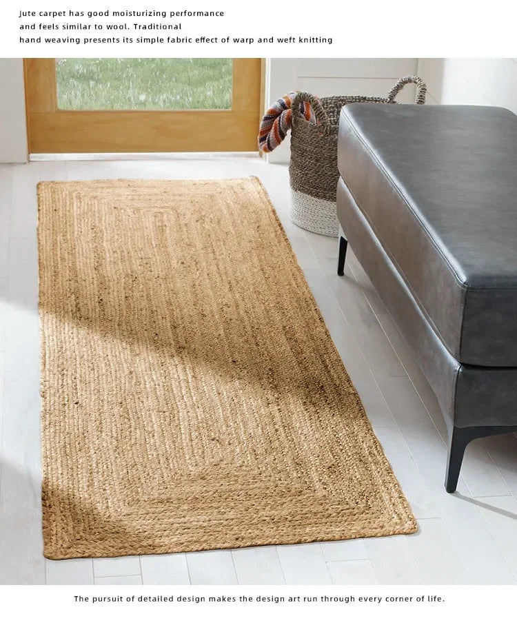 Hand-Woven Patterned Jute Area Rug