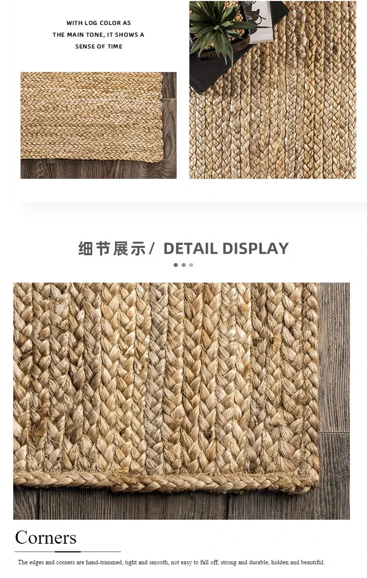 Hand-Woven Patterned Jute Area Rug