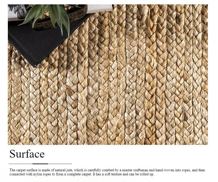 Hand-Woven Patterned Jute Area Rug