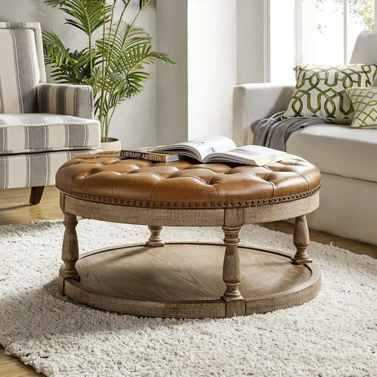 Button Tufted Cocktail Ottoman