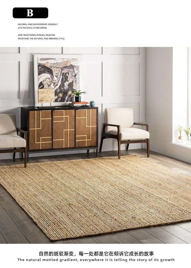 Hand-Woven Patterned Jute Area Rug