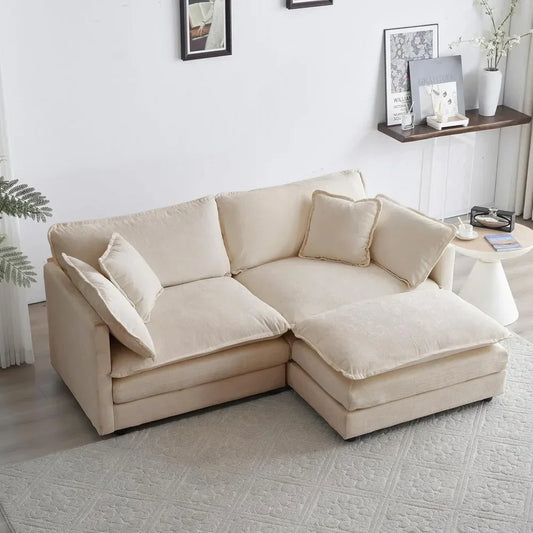 Comfy Cloud Sectional Sofa With Ottoman