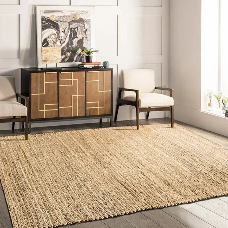 Hand-Woven Patterned Jute Area Rug