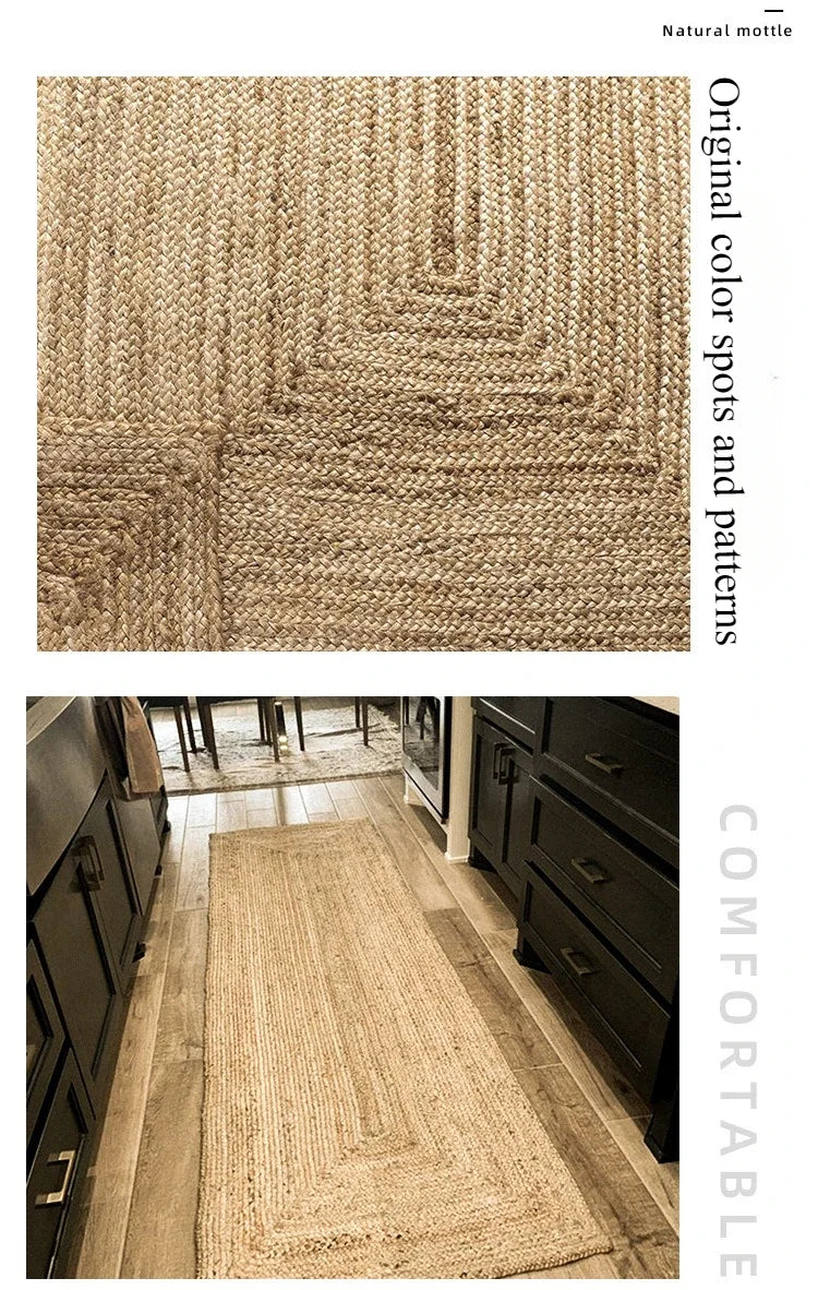 Hand-Woven Patterned Jute Area Rug