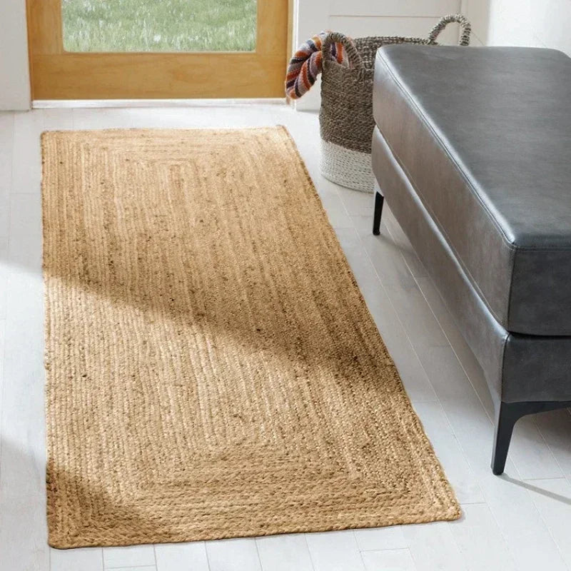 Hand-Woven Patterned Jute Area Rug